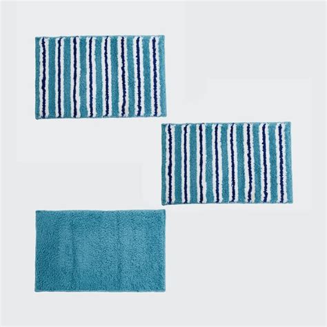 Buy Harbour Striped Microfiber Bathmat - Set of 3 - 30 x 50 cm from ...