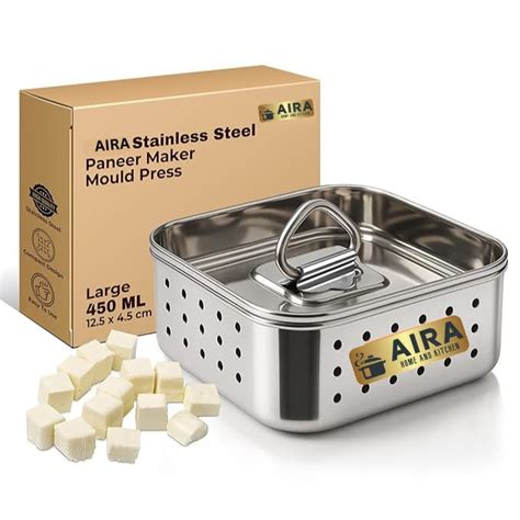 Aira Stainless Steel Paneer Maker Mould Medium Size, Paneer Press with ...