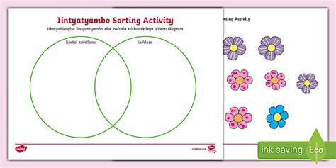 Venn Diagram Flower Sorting Worksheet isiXhosa