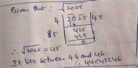 Between which two numbers does the square root of 2025 lie?I'LL MARK ...