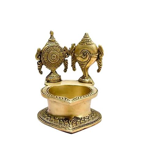 Brass Shanku Chakra Antique Design Kamakshi Diya
