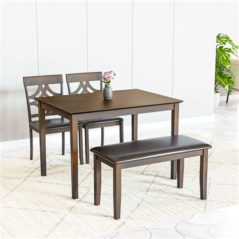 Buy Nilkamal Tivoli 4 Seater Dining Set with Bench (Brown) Online