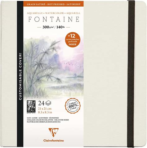 Clairefontaine Fontaine Hot Pressed Sewn Watercolour Book, 300g, 24 ...
