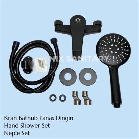 Jual Paket Kran Mixer Panas Dingin Kran Bathub Hitam Komplit Shower ...