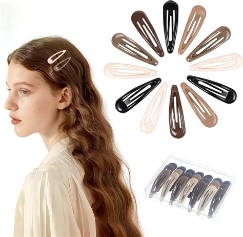 Amazon.com : Cptots Medium Snap Hair Clips Metal No Slip Hair Barrettes ...
