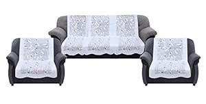 Kuber Industries Leaf Cotton 5 Seater Sofa Cover Set (White Standard ...