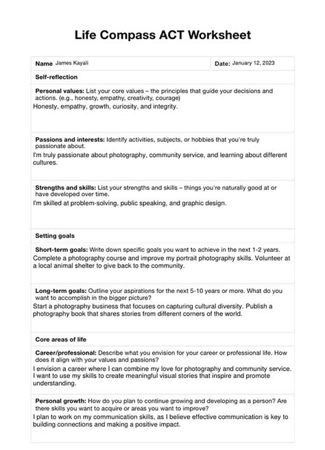 Image result for Life Compass Worksheet Values