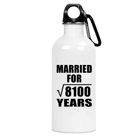 90th Anniversary Married For Square Root of 8100 Years - Water Bottle ...