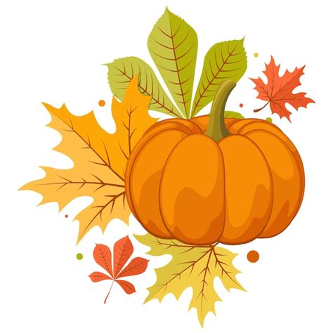 Handgezeichnete Herbst-ClipArt mit Kürbis und bunten Blättern | Premium ...