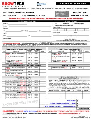 Fillable Online Showtech Electrical Form - Outdoor Adventure & Travel ...
