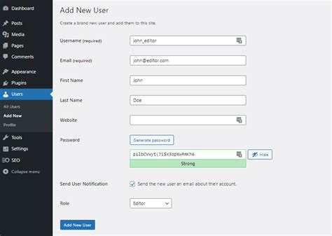 WordPress User Create 的图像结果