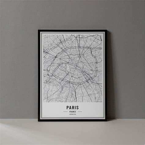 Paris France Map Digital Print, Paris Map Poster, Paris Map Wall Art ...