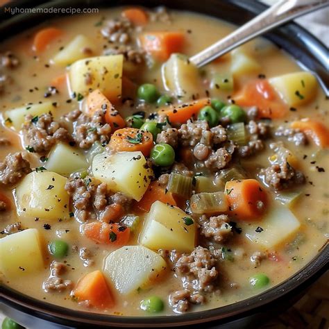 Crockpot Creamy Potato & Hamburger Soup Recipe - My Homemade Recipe ...