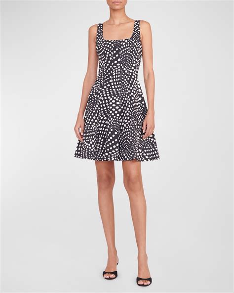 Staud Wells Short-Sleeve Fit & Flare Poplin Midi Dress | Neiman Marcus