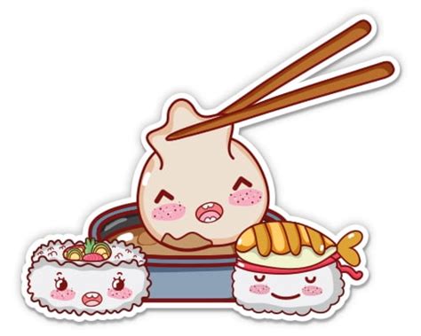 Buy Japanese Food Sushi Dumplings - 3 Vinyl Sticker - For Car Laptop ...