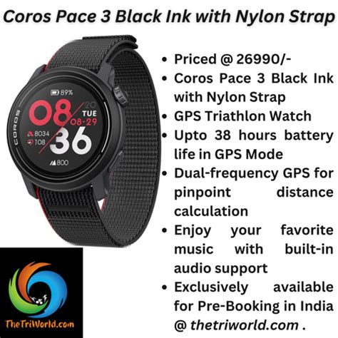 Coros Pace 3 Black Ink with Nylon Strap – TheTriWorld