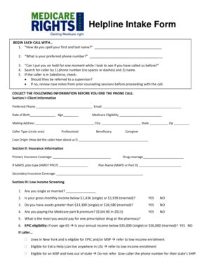 Fillable Online medicarerights Helpline Intake Form - Medicare Rights ...