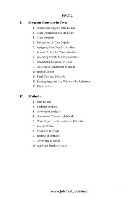 Java R20 - UNIT-2 - useful information - Jntufastupdates 1 UNIT- I ...