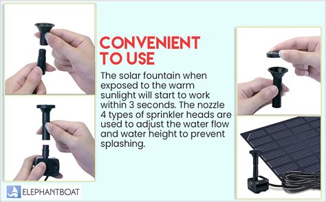 ELEPHANTBOAT® Pump, 1.2W 180L/H Solar Panel Water Feature Pump, for ...