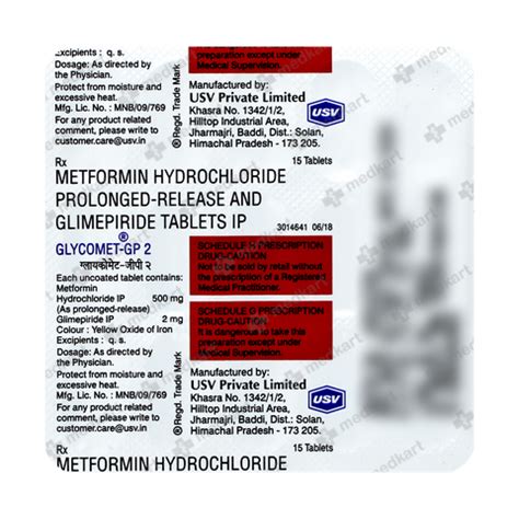 GLYCOMET GP 2MG TABLET 15'S : View Price, Combination and Alternatives ...