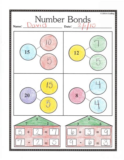 Number Bonds Kindergarten Worksheets - Printable Grammar Worksheett