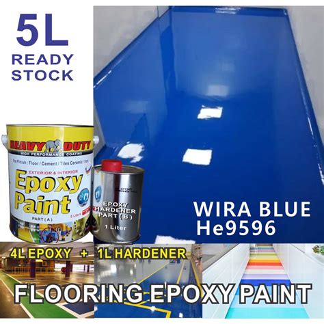 9596 WIRA BLUE ( 5L ) Epoxy Paint ( Heavy Duty Coating Brand ) Floor ...