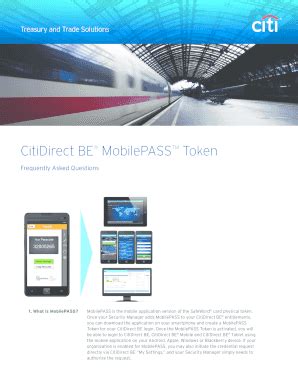 Fillable Online CitiDirect BE MobilePASS Token Fax Email Print - pdfFiller