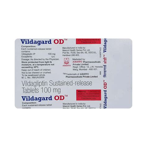Vildagard Od 100 MG Tablet (15): Uses, Side Effects, Price & Dosage ...
