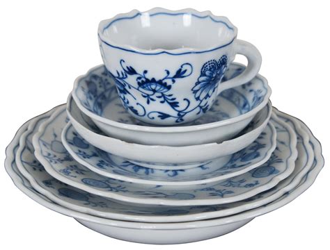 58 Pc Vintage Meissen Flow Blue Onion China Set Oval Mark Germany Oval ...