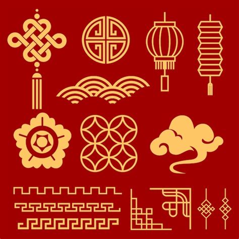 Flat chinese new year celebration ornaments collection | Free Vector