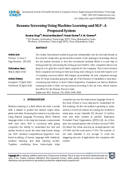 Resume Screening using Machine Learning - Copyright: © the author(s ...