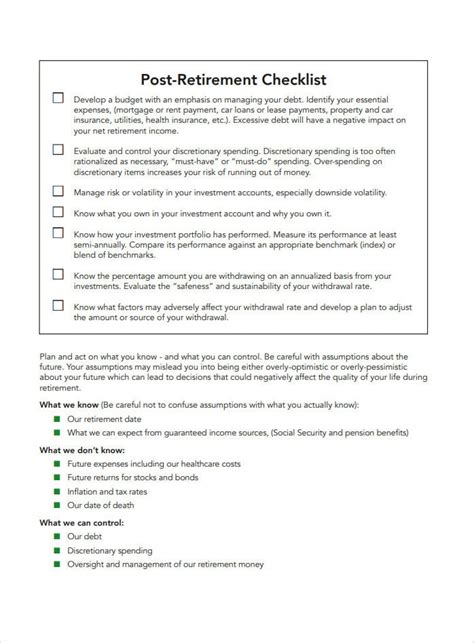 Checklist for Retirement 的图像结果