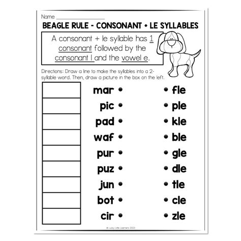 List Of Consonant Le Words Worksheet