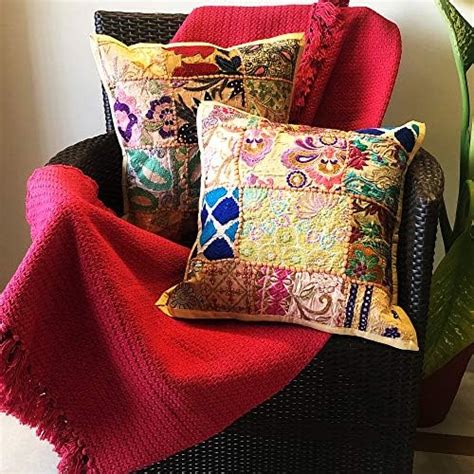 Buy Shopping Monk Cotton Cushion Cover Embroidery Patchwork, Pillow ...