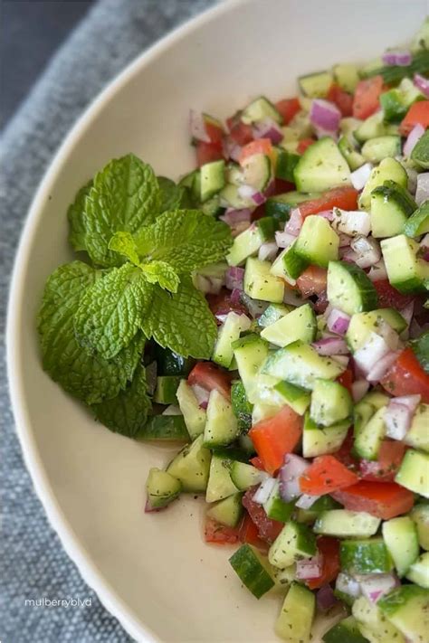 Salad Shirazi (Simple Persian Cucumber Tomato Salad Recipe) - Mulberry Blvd