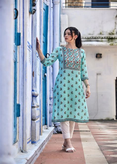 Buy Regular Sky Blue Kurta For Women Online- Ratan Jaipur