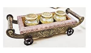 Handicrafts Tray Wooden with Jar Set Wedding Gift Tray with Handle ...