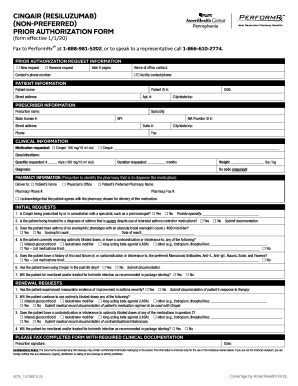 Fillable Online Cinqair Prior Authorization Form - Pharmacy ...