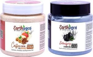 EARTHOGEN Detoxifying Charcoal Scrub 500gms & Coffee Cocoa Walnut Scrub ...