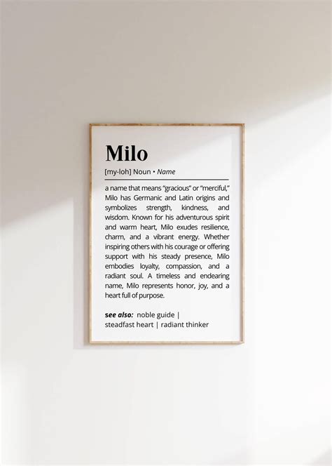 Milo Name Meaning Print | Personalized Gift | Nursery Wall Art ...