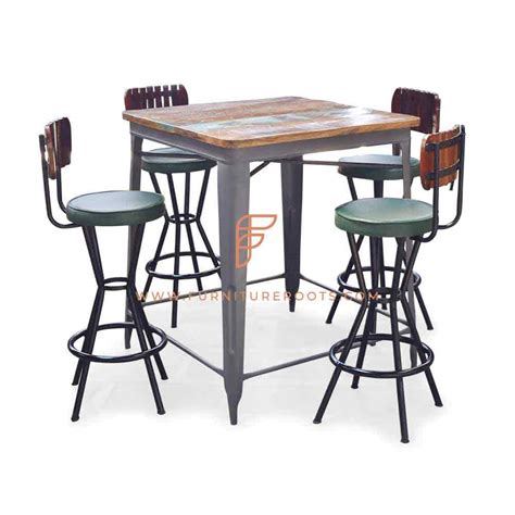 Buy FR Dining Sets Series Reclaimed Wood Top Pub Height Table with 4 ...