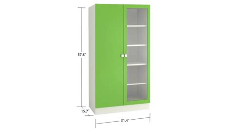 Adona Celestia Double-Door Bookshelf w/Toughened Glass Verdant Green ...