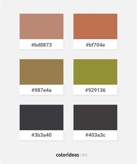 Rosy Brown - Sienna - Olive Drab - Black Color combinations Palette ...