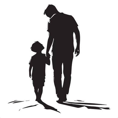 Silhouette Of a Father and Son Black and white 46626046 Vector Art at ...
