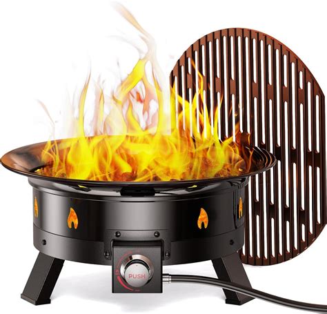 Amazon.com : Amada Propane Fire Pit, Portable Gas Fire Pit with Grill ...