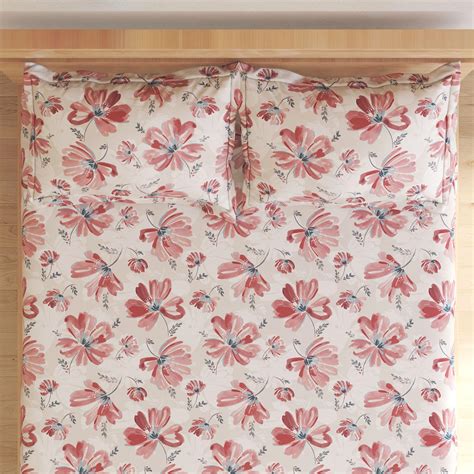 Buy Rhapsody Cotton 144TC Floral Print 3Pcs King Fitted Bedsheet Set ...