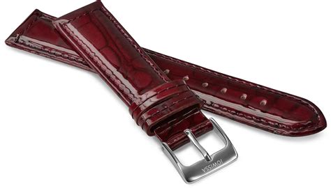 Patent Leather Watch Band 18mm Bordeaux Red with Silver Buckle High ...