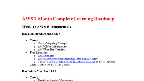 AWS 1 Month Learning Roadmap: AWS Fundamentals & Services - Studocu
