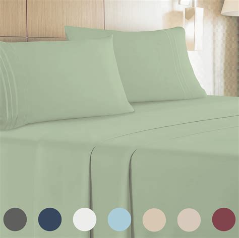 Leluxe Home Microfiber Deep Pocket Twin Sheet Sets, 1800 Series, Sage ...