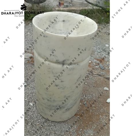 Natural White Marble Colour Unique Design Floor Standing Pedestal Basi ...